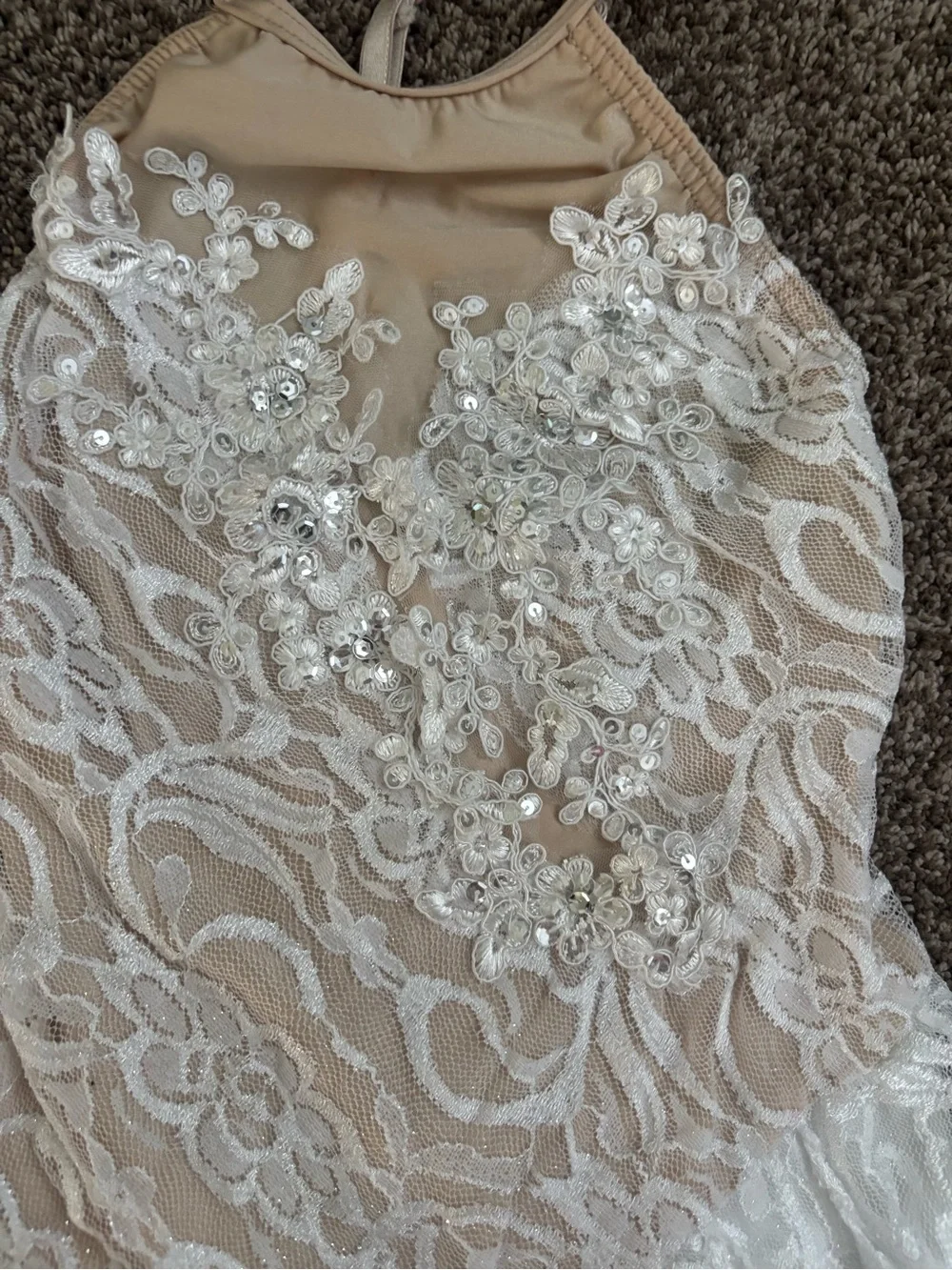 Beautiful White Lace Childs Large Dance Costume/Leotard